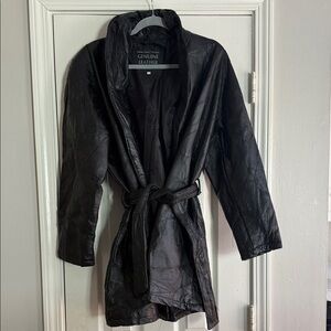 Vintage 90s Italian Stone Design Genuine Oversized Trench Jacket Womens